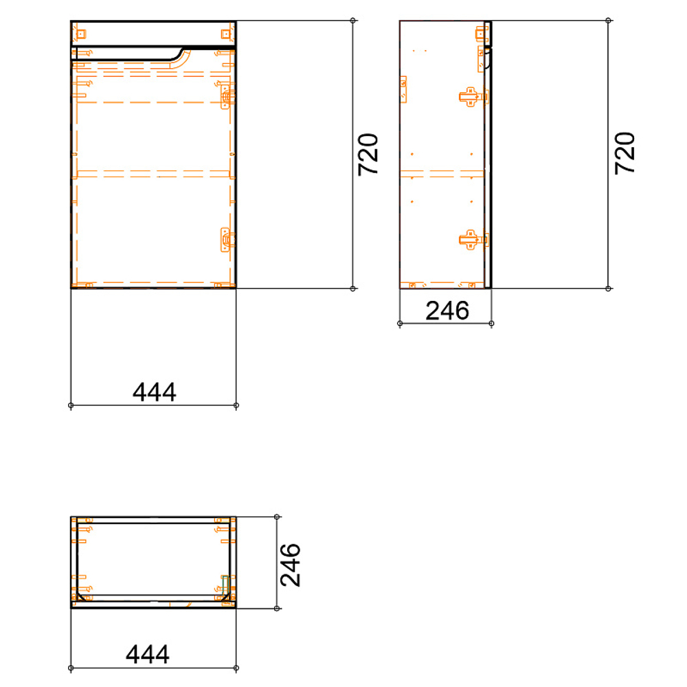 Комплект Тумба Azario KANTRI 45 450х250х775 подвесная, с раковиной Фостер 45, правая, белый глянец (CS00097245)