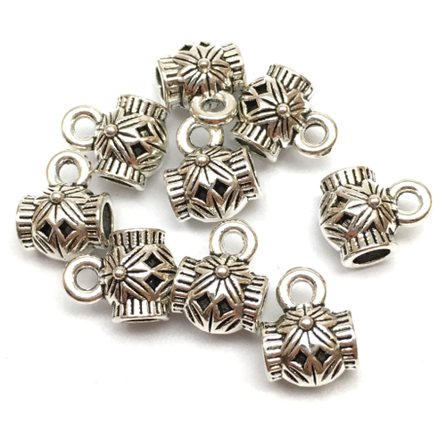 Бейл для украшений "Цветок" 10х8 мм, под серебро