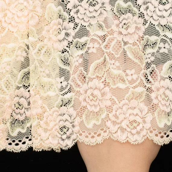 Кружево эластичное желтое светлое/персик 17 см, Китай