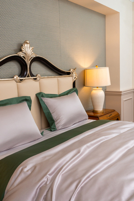 Постельное белье 2 спальное евро Сlaire Batiste Moro Smeraldo серый/зеленый