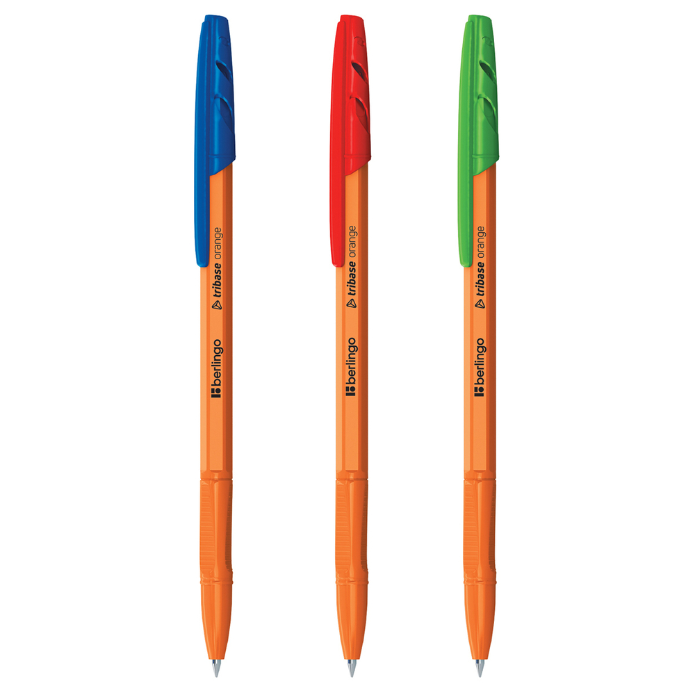 Набор шариковых ручек "Tribase orange" 3шт., 3цв., 0,7мм, европодвес, Berlingo