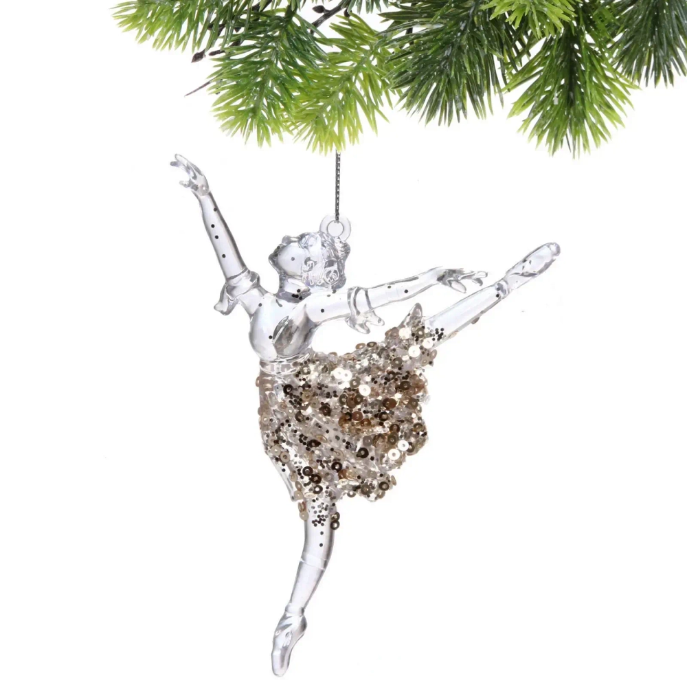 Подвеска «Балет» 14*10 см, Белый/Золотой блеск