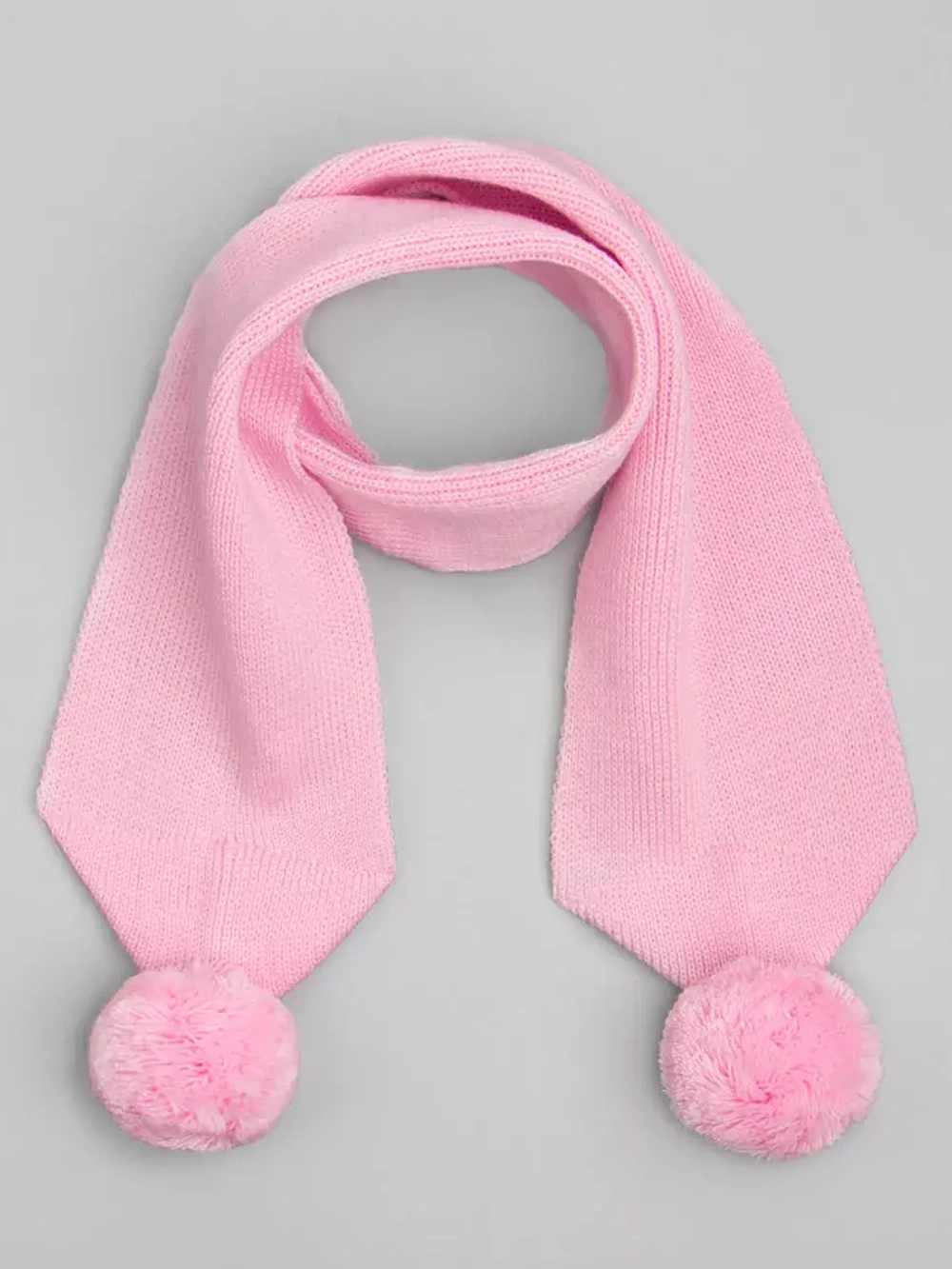Шарф зимний вязаный с бубонами для девочки