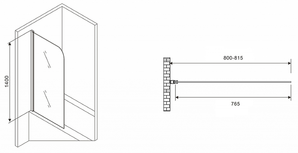 Шторка на ванну Abber Ewiges Wasser 80х140 AG52080 профиль Хром стекло прозрачное