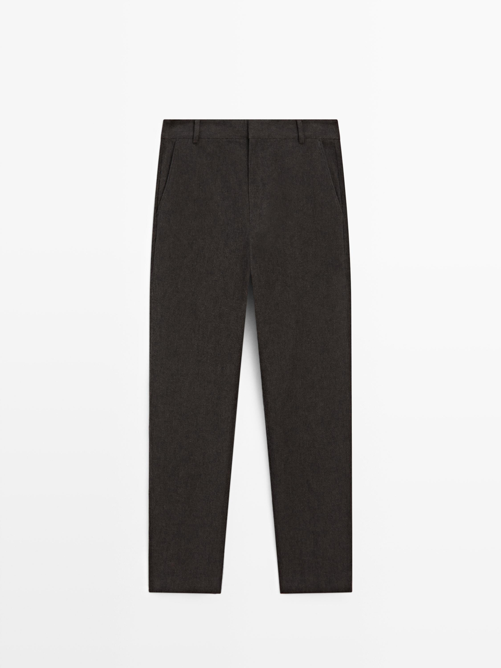Massimo Dutti Зауженные брюки из смесового льна, пестро-коричневый