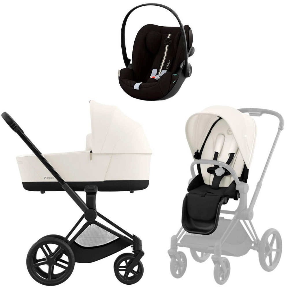 Коляска Cybex Priam IV Matt Black complete Cloud G Moon Black Plus Base G 4 в 1 Off White