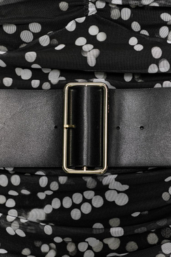 ZARA ПЛАТЬЕ В ГОРОШЕК С ПОЯСОМ, ЧЕРНЫЙ/БЕЛЫЙ