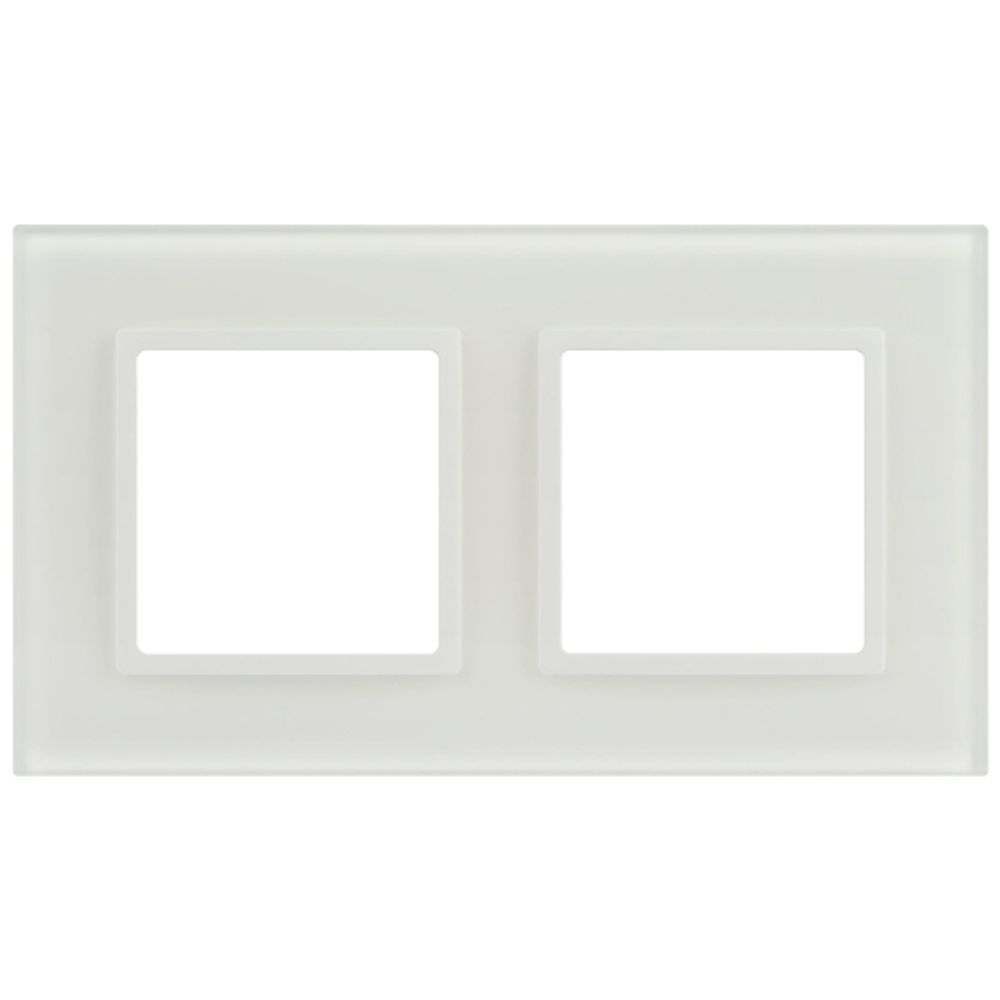 Рамка для розеток и выключателей ЭРА Elegance 14-5102-01М на 2 поста, стекло, белый матовый+бел.