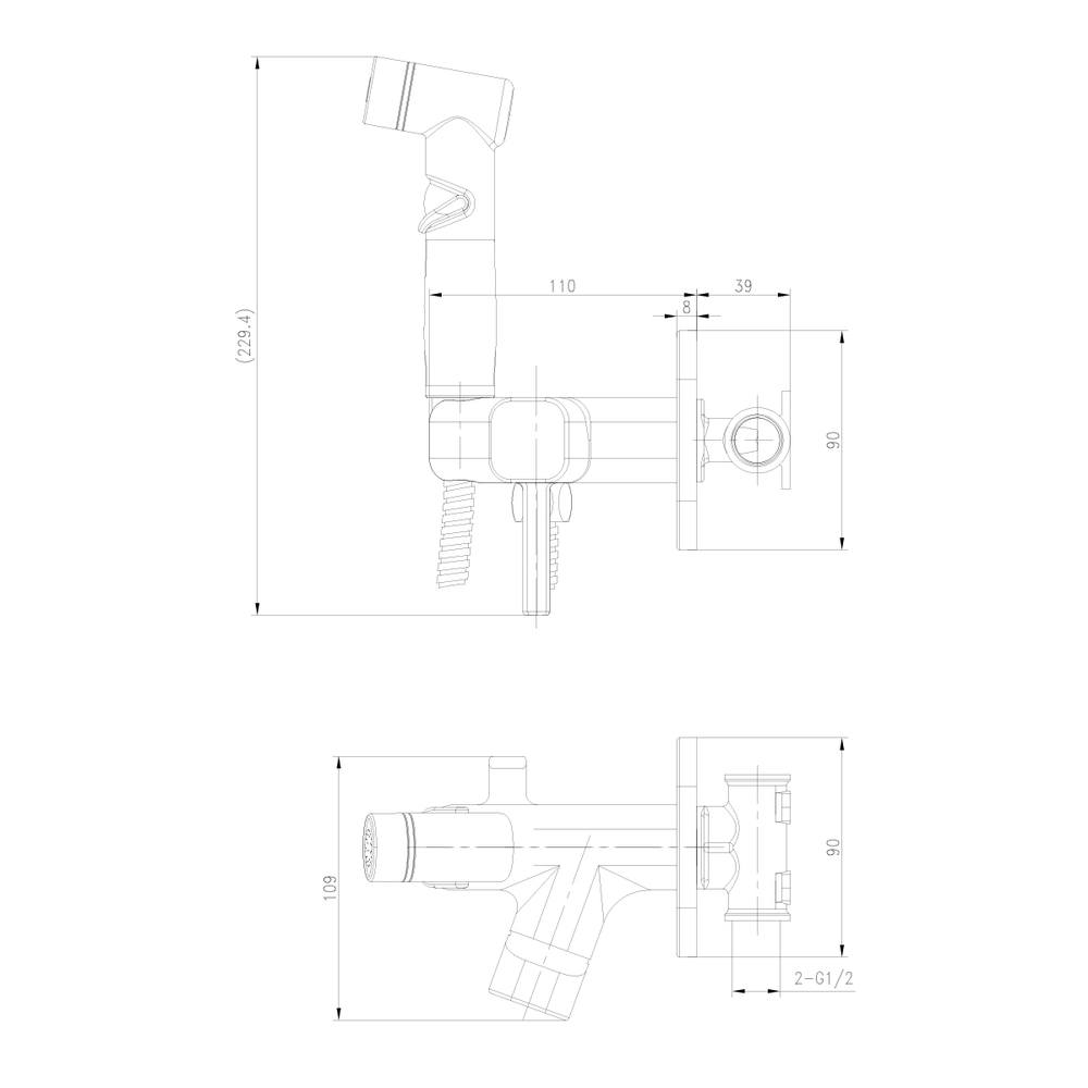 СМЕСИТЕЛЬ С ГИГИЕНИЧЕСКИМ ДУШЕМ ВСТРАИВАЕМЫЙ LM7165BL SOLO