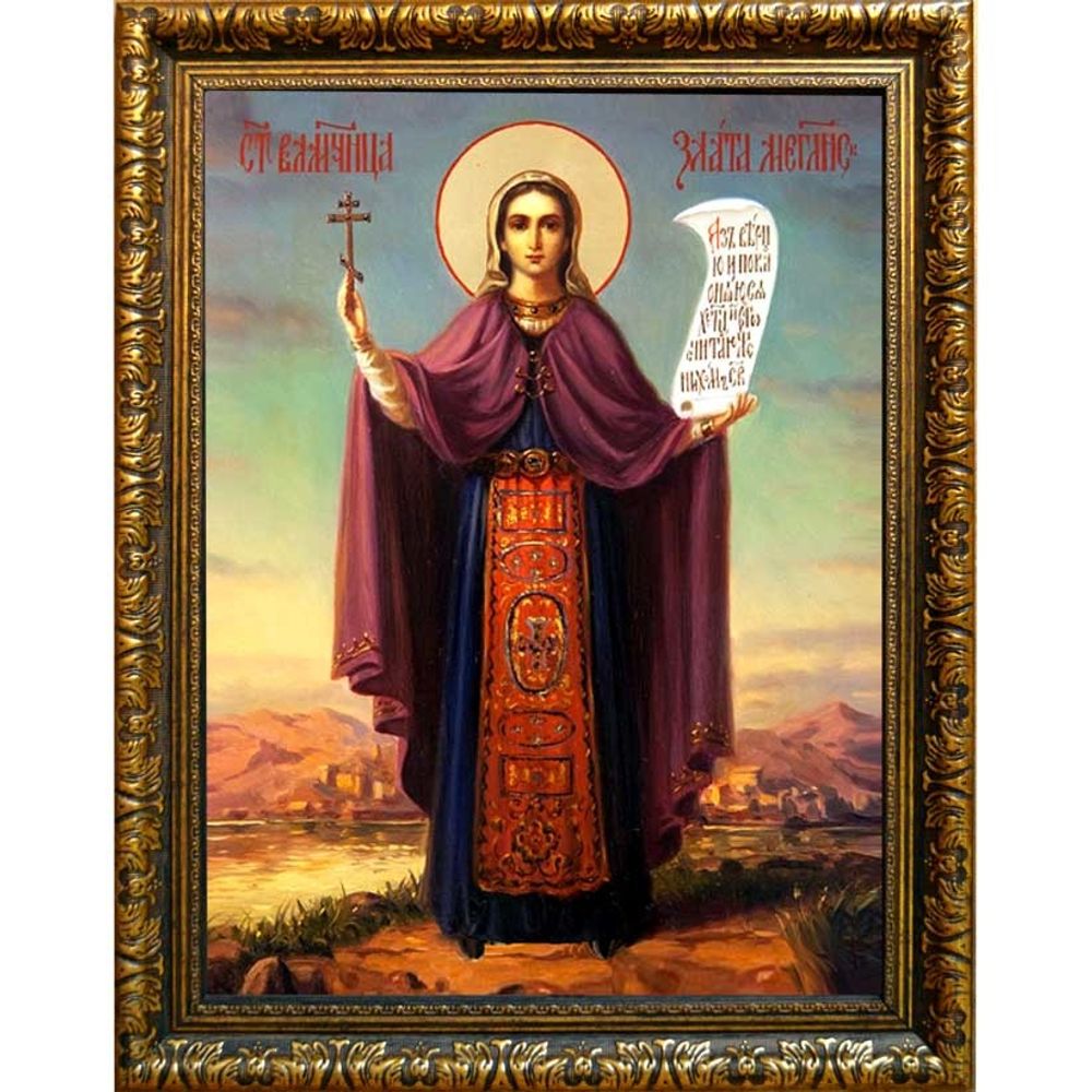 Злата (Хриса) Могленская великомученица. Ростовая икона на холсте.