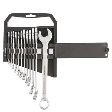 Набор ключей комбинированных, 6 - 22 мм, 12 шт., CrV, матовый хром Stels 15429
