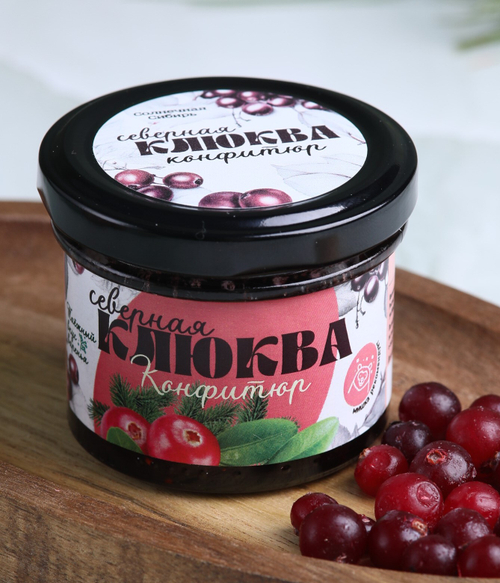 Конфитюр таежный СЕВЕРНАЯ КЛЮКВА / 100 г / банка / Солнечная Сибирь