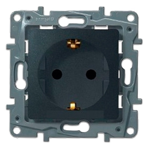 Розетка Legrand Etika с заземлением, винтовой зажим, антрацит 672621