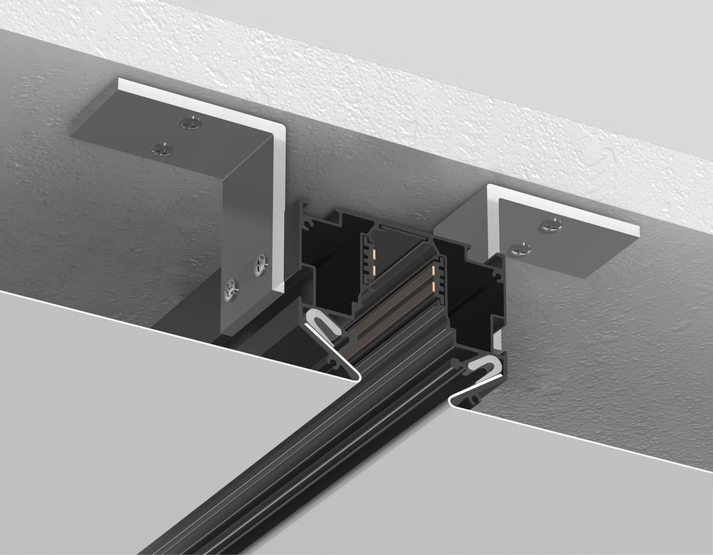 Ambrella Шинопровод для монтажа в натяжной ПВХ потолок системы крепления гарпун 2м Magnetic Standard 48V 20mm Track System GL3347