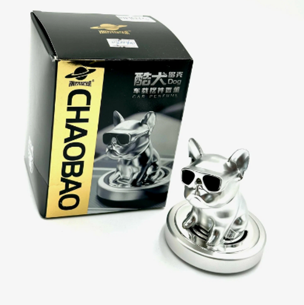 Ароматизатор-игрушка -на торпеду- Собачка Бульдог без страз -(сух)- YC-100SL серебро A