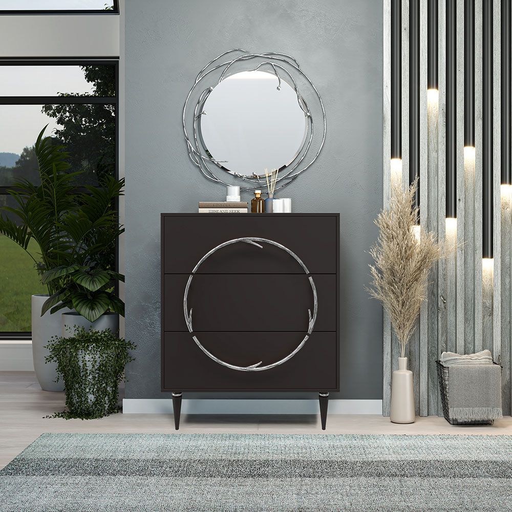 Комод Арт Колор matte Классик Сильвер с 3 ящиками Терпкий коричневый матовый