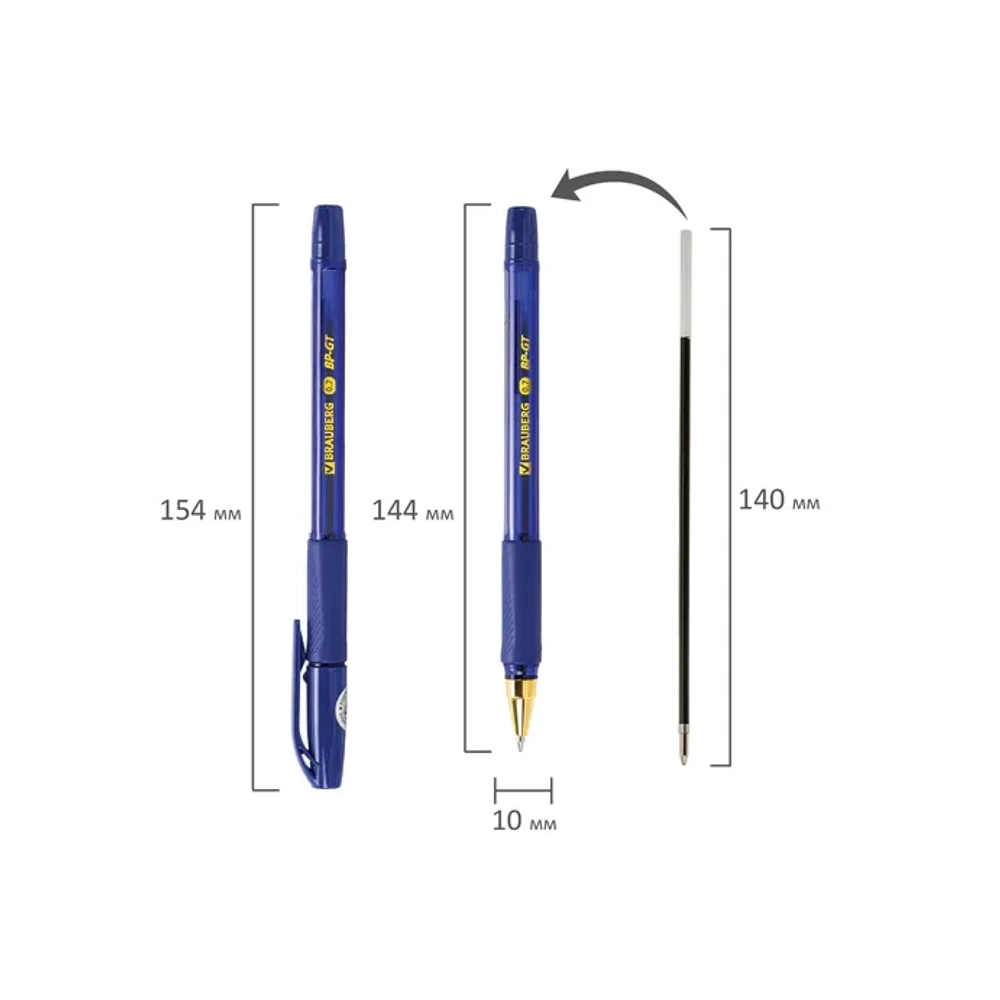 Ручка BRAUBERG BP-GT GLD BLUE синяя, 0,7 мм, линия письма 0,35 мм 144505