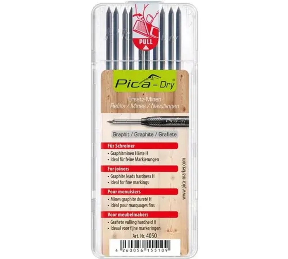 PICA-MARKER 4050 К-т грифелей для карандаша Pica-Dry Special (10 шт, твердый серый)+
