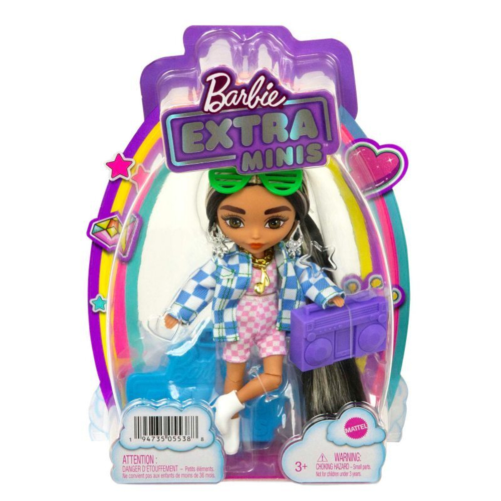 Barbie Extra Minis - Маленькая модная куколка в клетчатой курточке HGP64
