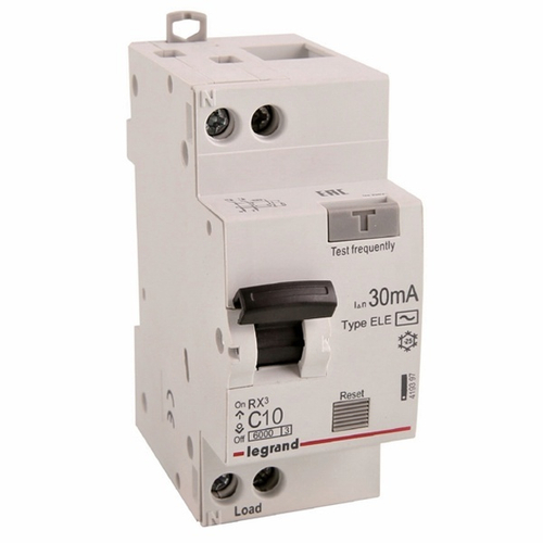 Дифференциальный автомат 1P+N C10A 30мА тип AC однофазный электронный 6кА RX3 Legrand (дифавтомат, АВДТ) 419397
