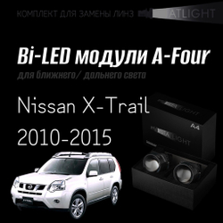 Светодиодные линзы Statlight A-Four Bi-LED линзы для фар Nissan X-Trail 2010-2015, комплект билинз, 2 шт