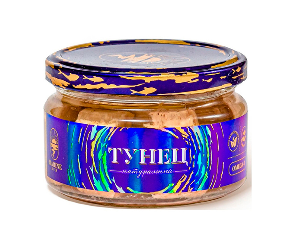 Тунец натуральный 1/190гр., стекло, Marine Sun