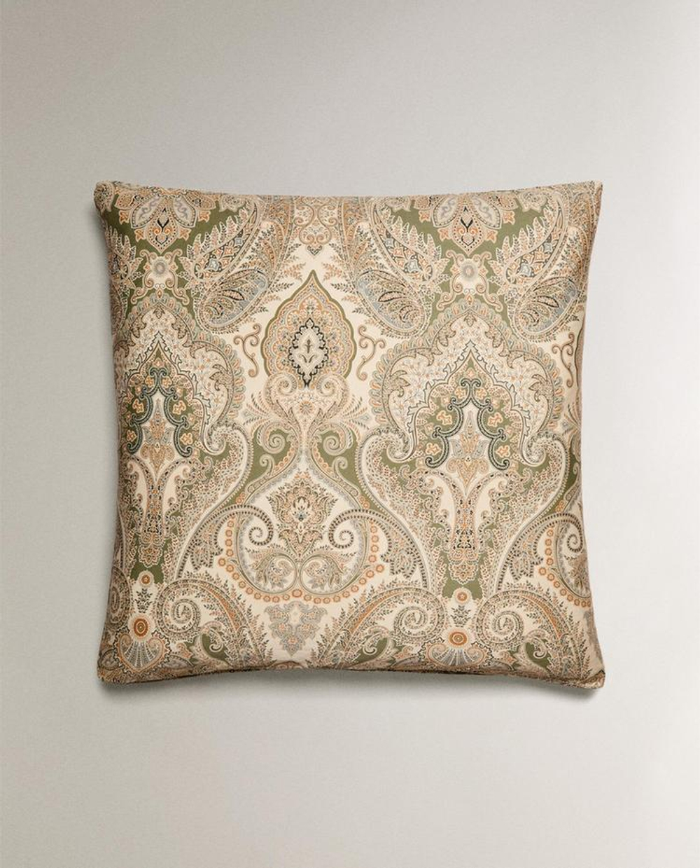 ZARA HOME НАВОЛОЧКА ИЗ ХЛОПКА-САТИНА С УЗОРОМ ПЕЙСЛИ (300 НИТЕЙ), ЗЕЛЕНЫЙ