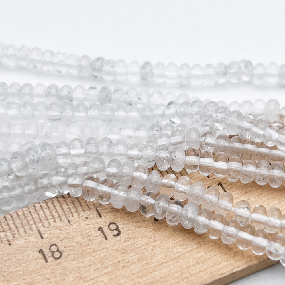Горный хрусталь бусины, рондель, размер около 4,2*2,3 мм, цена за 19 см (1/2 нити)