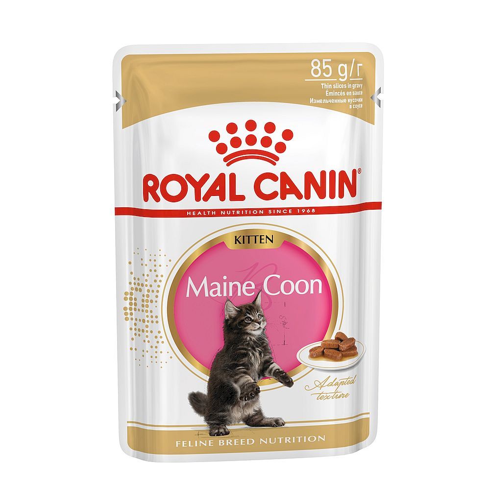 Влажный корм для котят породы Мэйн кун Royal canin кусочки в соусе, Пауч 85 г Влажный корм для котят породы Мэйн кун Royal canin кусочки в соусе, Пауч 85 г