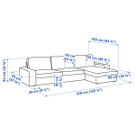Диван 4-местный с оттоманкой - IKEA KIVIK/КИВИК ИКЕА, бежевый