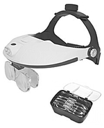 Лупа налобная с подсветкой 5 сменных стекла (2LED) MG-81001-G Magnifier