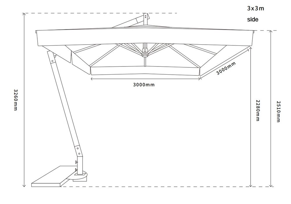 "Корсика" зонт уличный 3х3м на боковой алюминиевой опоре, цвет под дерево