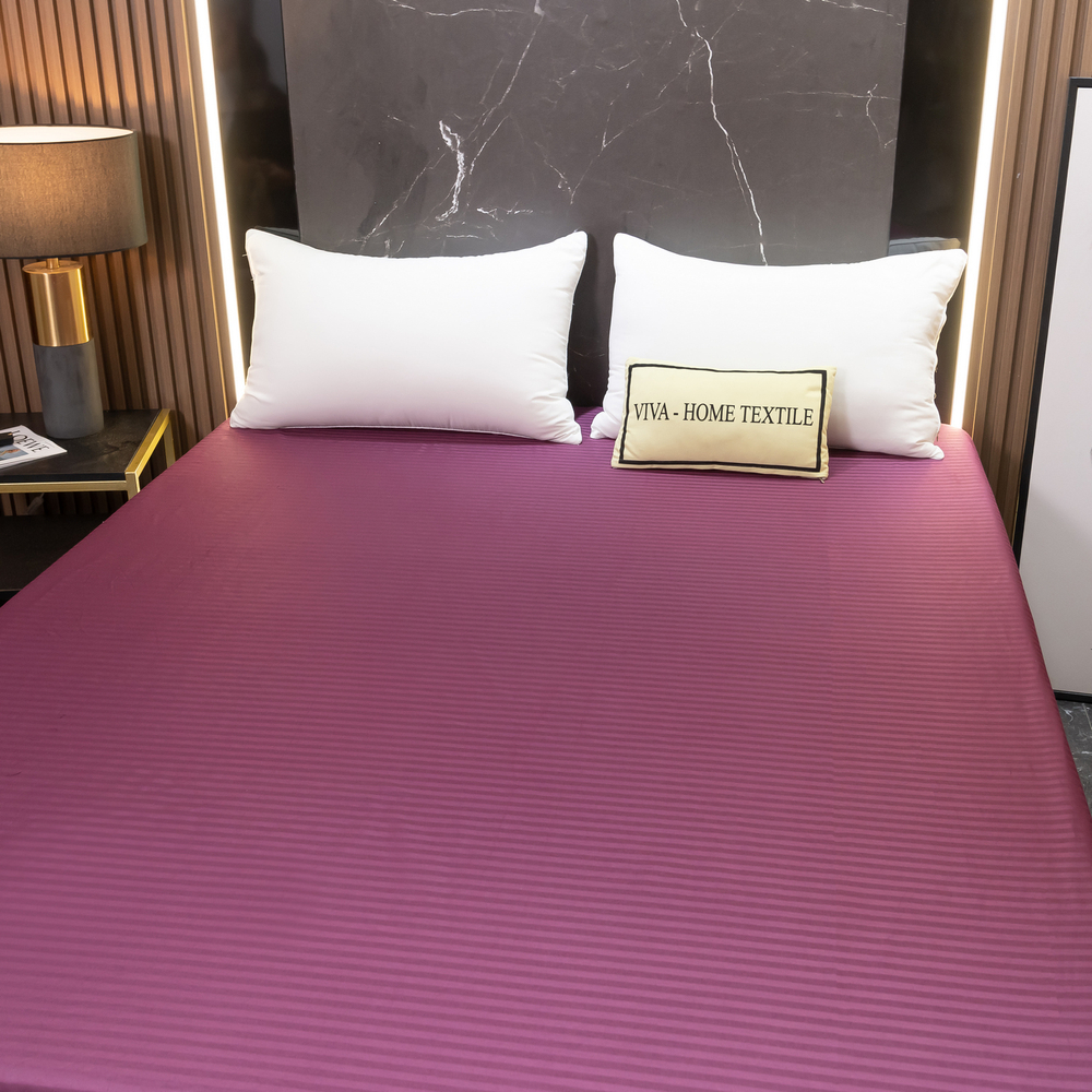 Простынь на резинке Страйп Сатин Однотонный 100% хлопок RR1CT034