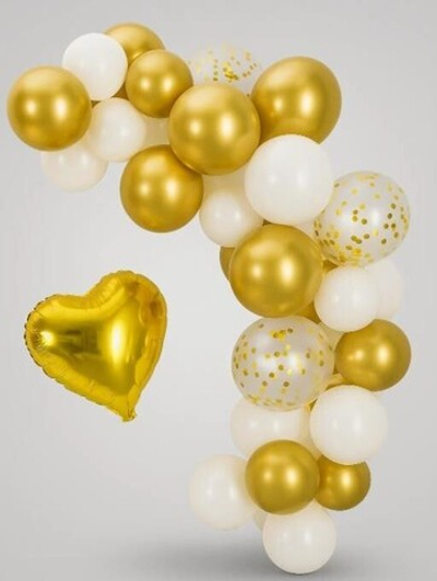 Набор воздушных шаров 28 шт. "Air heart", golden