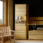 Шкаф витрина, 60х40х180, Михаэлла, буфет, для гостиной из массива дуба, MAKOSA