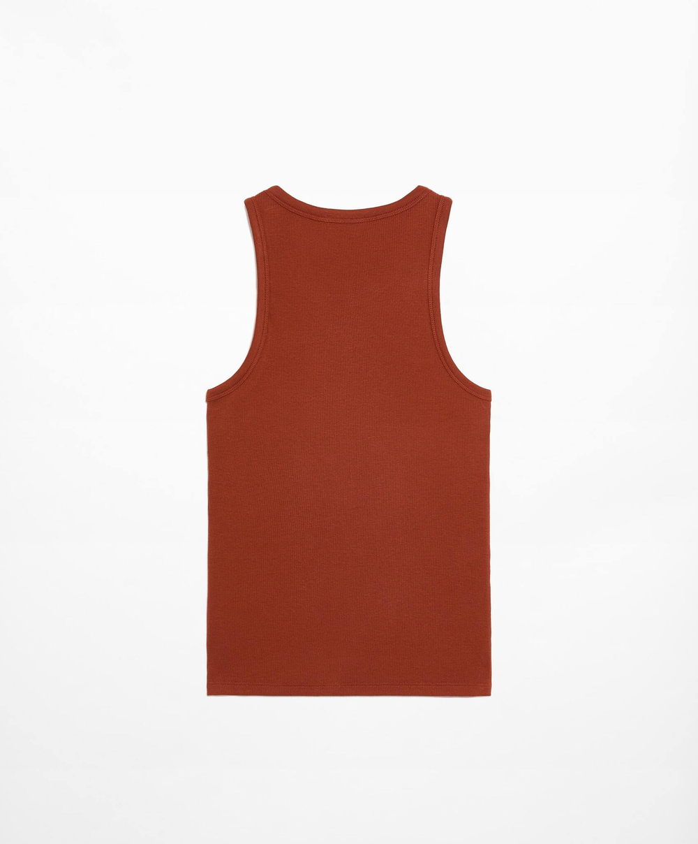 Oysho Топ на бретелях в рубчик, коричневый