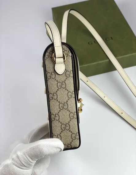 Мини-сумка женская Gucci Horsebit 1955 белый
