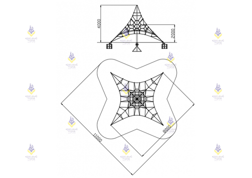 Пирамида 8м (чёрно-бежевая)