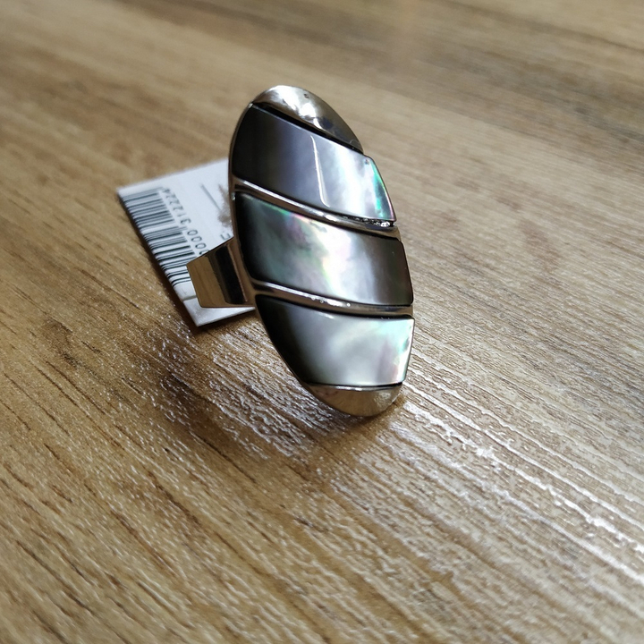 Кольцо Овал, перламутр цвет серый, 18x34 мм