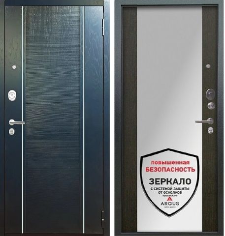 Входная дверь с зеркалом Аргус Люкс 3К 2П  Дижон Роял вуд синий /зеркало  Вояж Венге