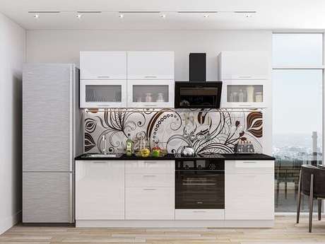 Прямая модульная кухня Валерия-М-01 Белый глянец - Белый 2140*1800*600