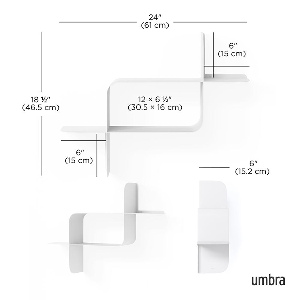 Набор металлических настенных полок UMBRA Montage, 2 шт., белый