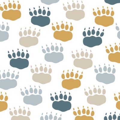 Buy fabric bear footprints mustard and gray