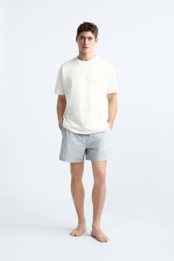 ZARA ПЛАВКИ С ЦВЕТОЧНЫМ ПРИНТОМ, ГОЛУБОЙ