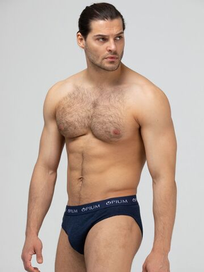 Мужские трусы-слипы с широкой фирменной резинкой (Размер: L) (Цвет: темно-синий)