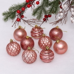 Набор шаров «Diamond shine» 6 см (9 предметов), розовое золото