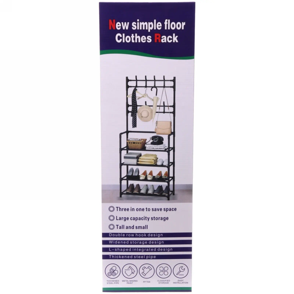 Вешалка напольная, четыре полки 154х30х60 черная
