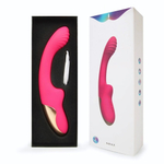 Розовый изогнутый ребристый вибромассажер - 21 см. (Цвет: розовый)