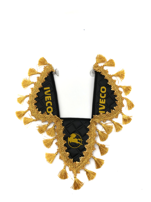Вымпел тройной IVECO (экокожа, черный с золотыми кисточками)