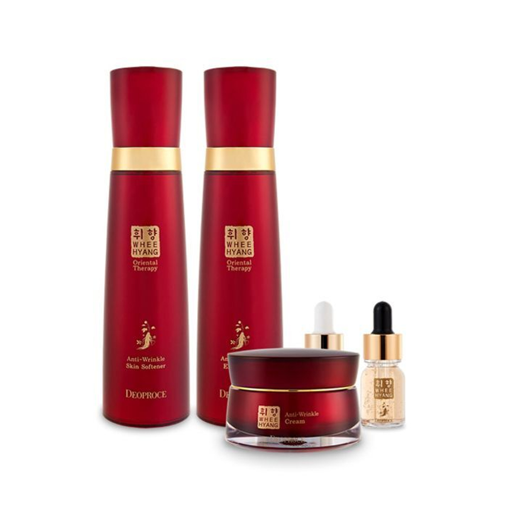 Deoproce Whee Hyang Skin Care 5 Set омолаживающий набор антивозрастных средств с женьшенем